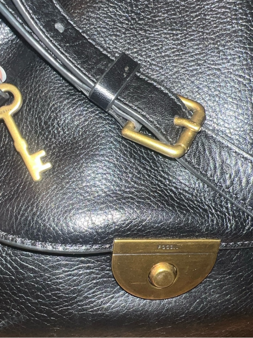 Fossil Black Leather Crossbody Bag with Gold Hardware - Picture 6 of 11